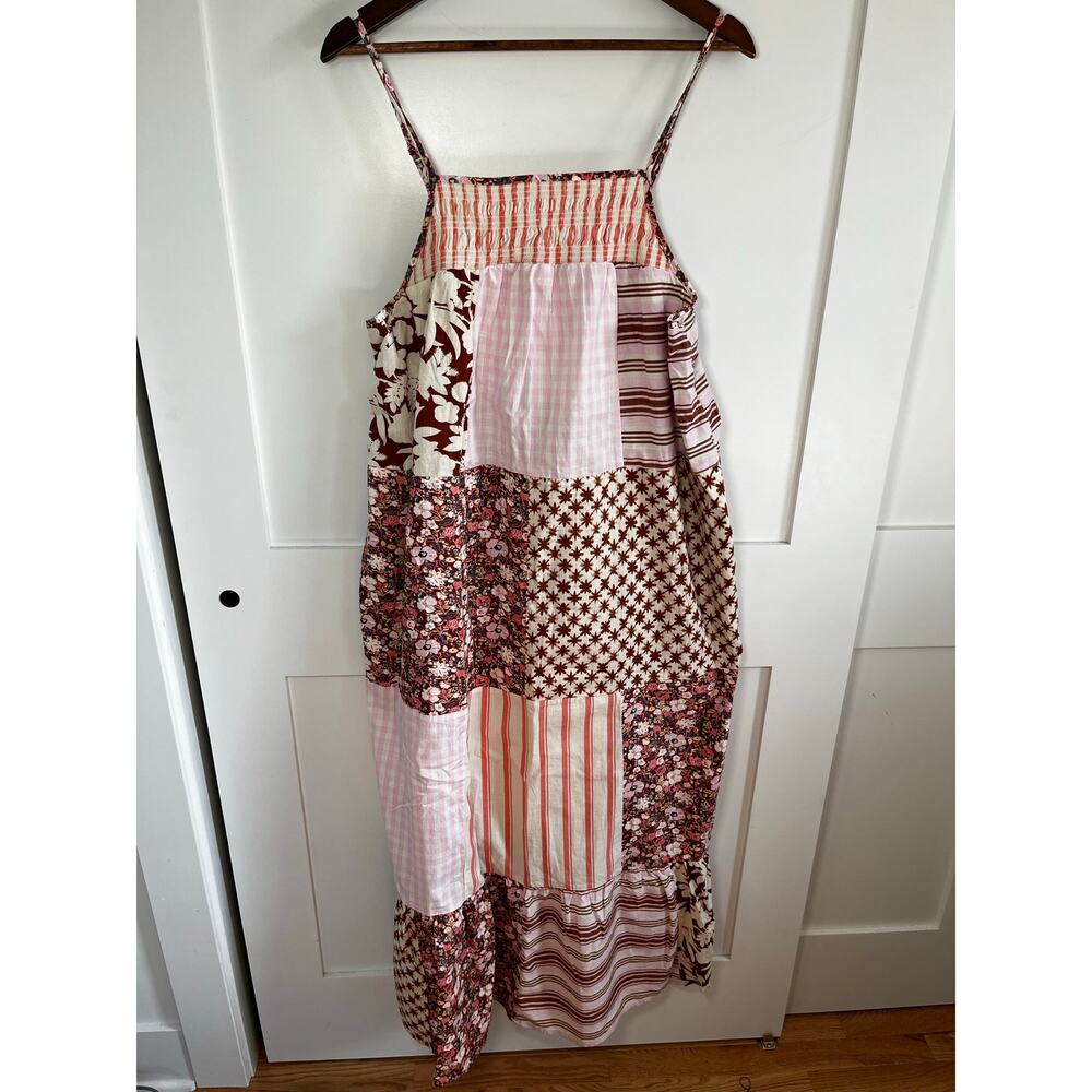 Gingham Patchwork Floral Tiered Maxi Sundress Cottage Coastal Boho Sundress XL - Picture 3 of 5